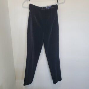 Ralph Lauren Black Velvet/Velour High Waisted Fitted & Tapered Ankle Pant  6
